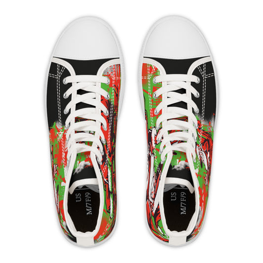 Christmas Santa High-Top Sneakers — Women's Holiday Canvas Shoes