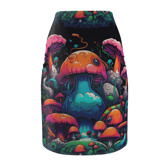 Trippy Mushroom Women's Pencil Skirt