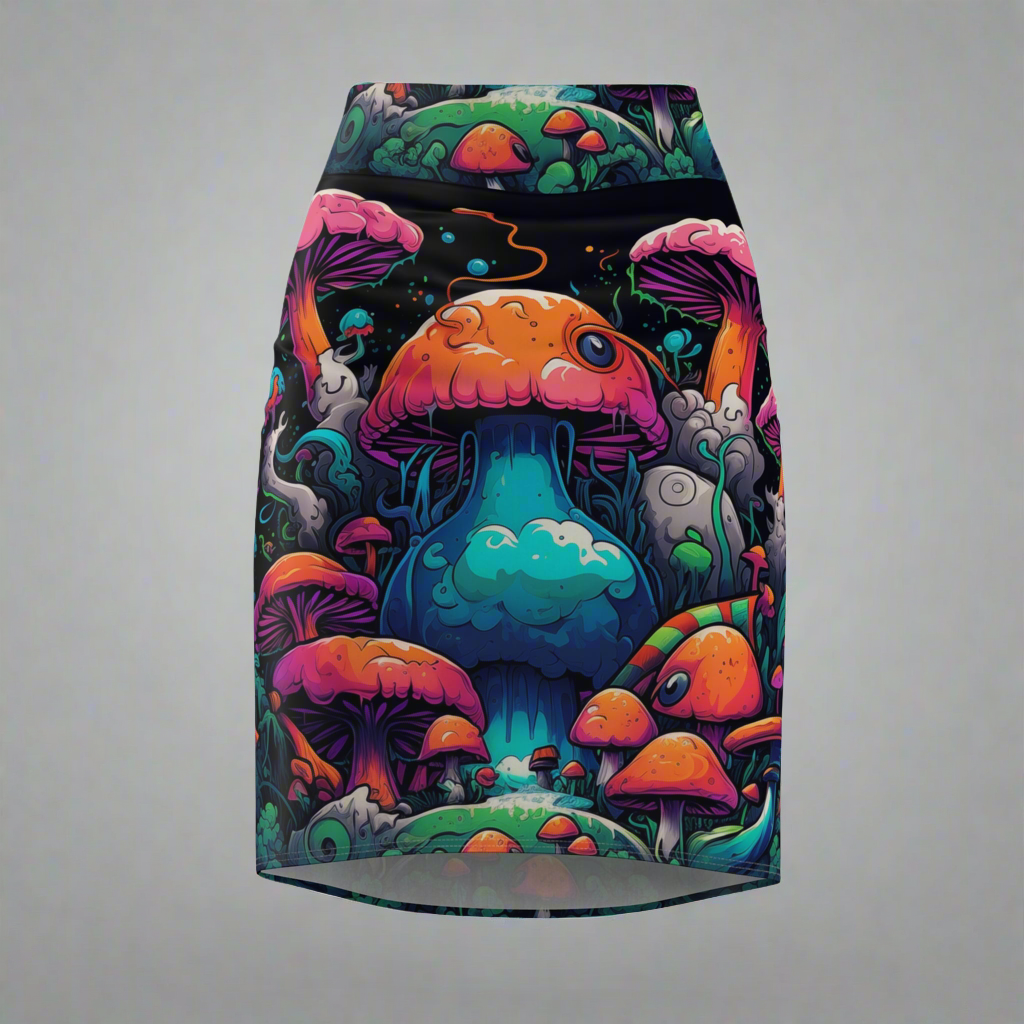Trippy Mushroom Women's Pencil Skirt