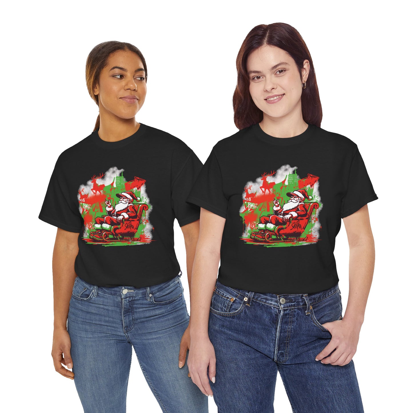 Graffiti Santa Christmas T-Shirt - Humorous Holiday Tee