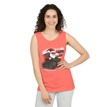 Santa Tank Top — 'YOU KNOW I’M AMERICAN RIGHT?' Military Holiday Graphic Tank