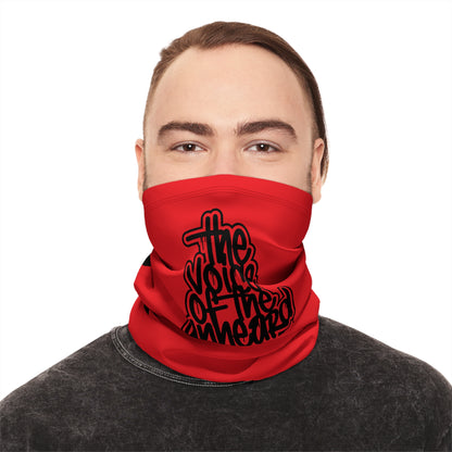 Red Graphic Neck Gaiter — “ VOICE OF THE UNHEARD “