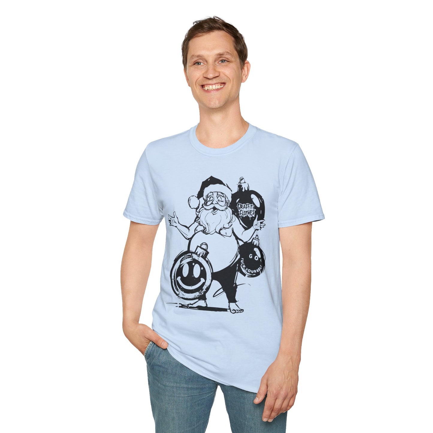 Santa Graffiti Ornaments T-Shirt — Funny Holiday Christmas Tee