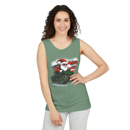 Santa Tank Top — 'YOU KNOW I’M AMERICAN RIGHT?' Military Holiday Graphic Tank