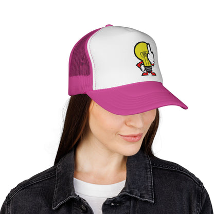 Graffiti Lightbulb Trucker Cap — Middle Finger Character Streetwear