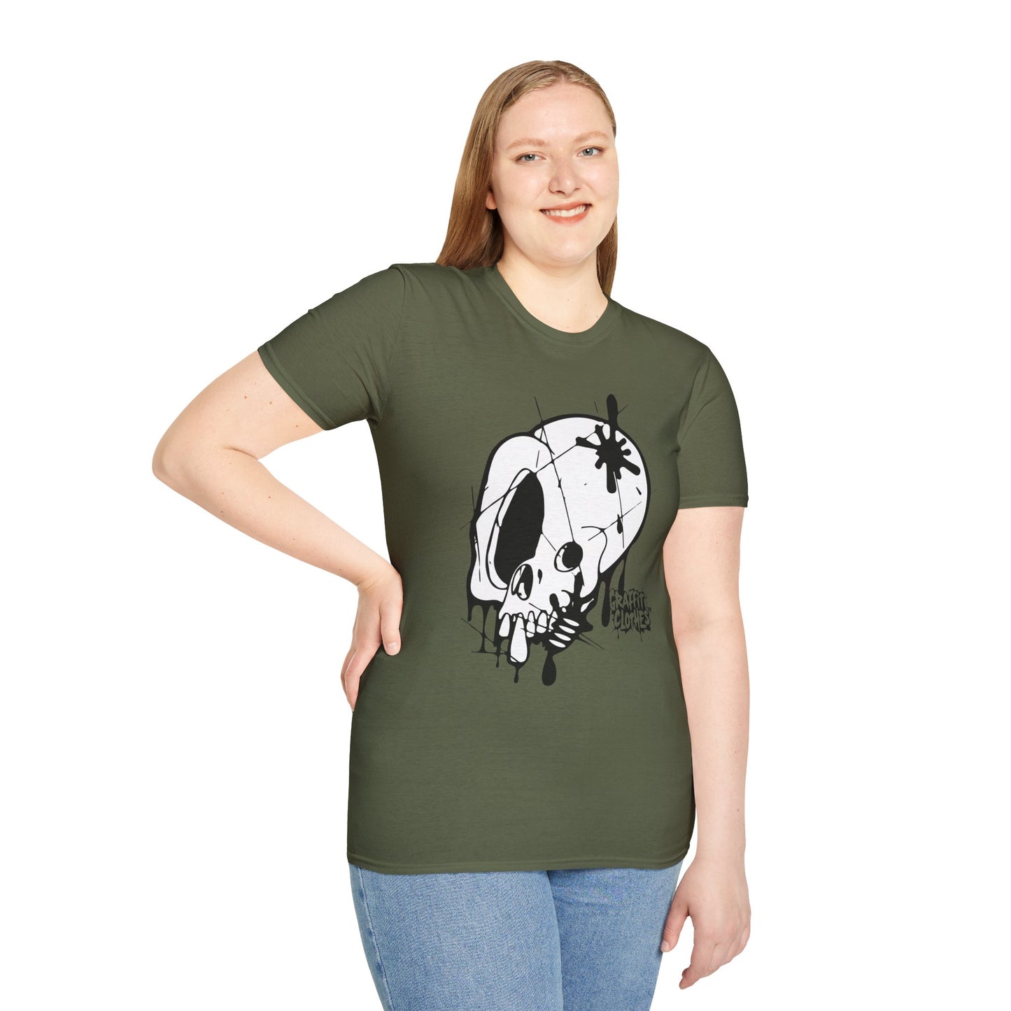 Skull Graffiti T-Shirt — Dripping Ink Skull Graphic Tee