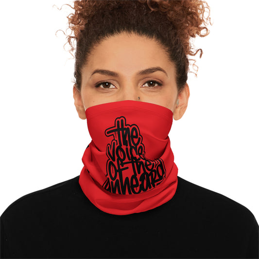 Red Graphic Neck Gaiter — “ VOICE OF THE UNHEARD “