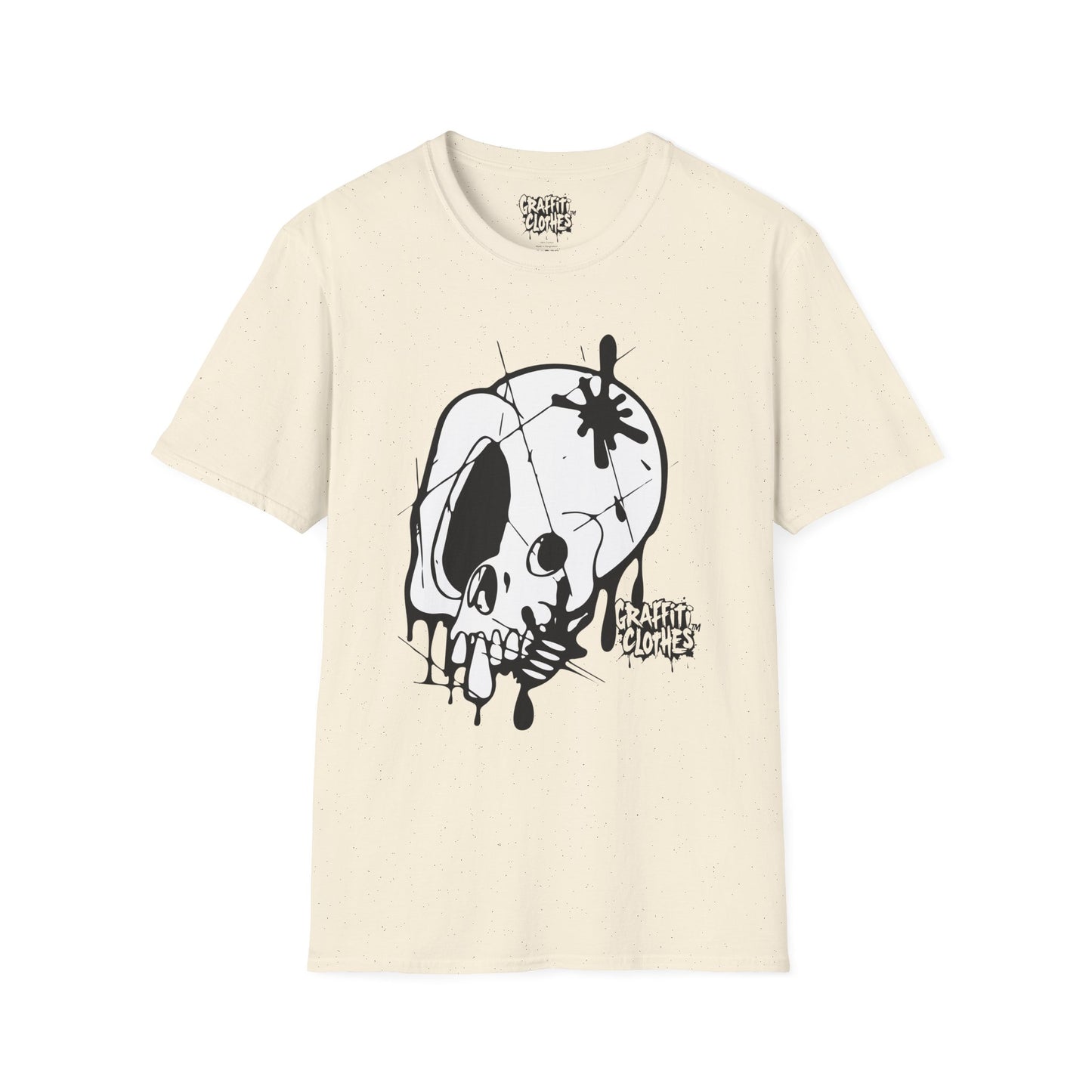 Skull Graffiti T-Shirt — Dripping Ink Skull Graphic Tee