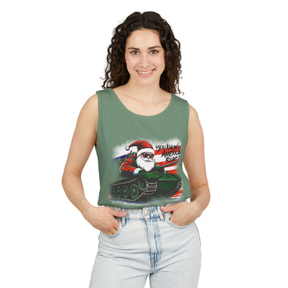 Santa Tank Top — 'YOU KNOW I’M AMERICAN RIGHT?' Military Holiday Graphic Tank