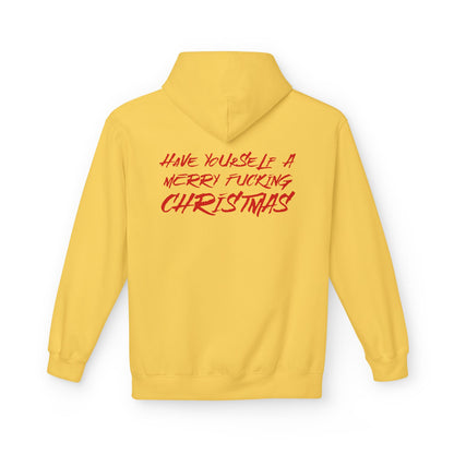 Christmas Graffiti Hoodie — "Have Yourself a Merry Fu***** Christmas" Red Print