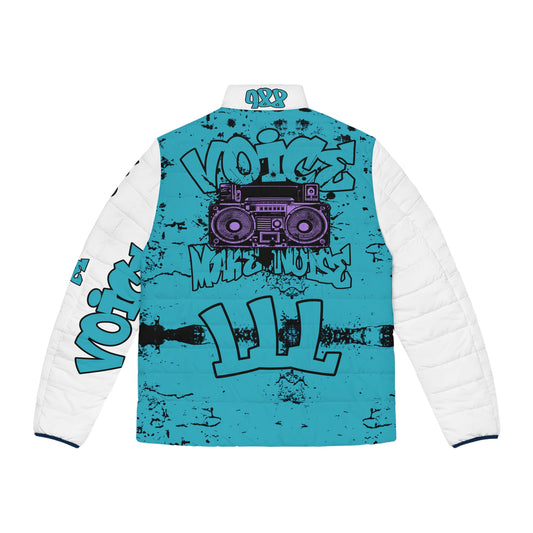 Voice of the Unheard Men's Puffer Jacket — 988 Graffiti Clothing