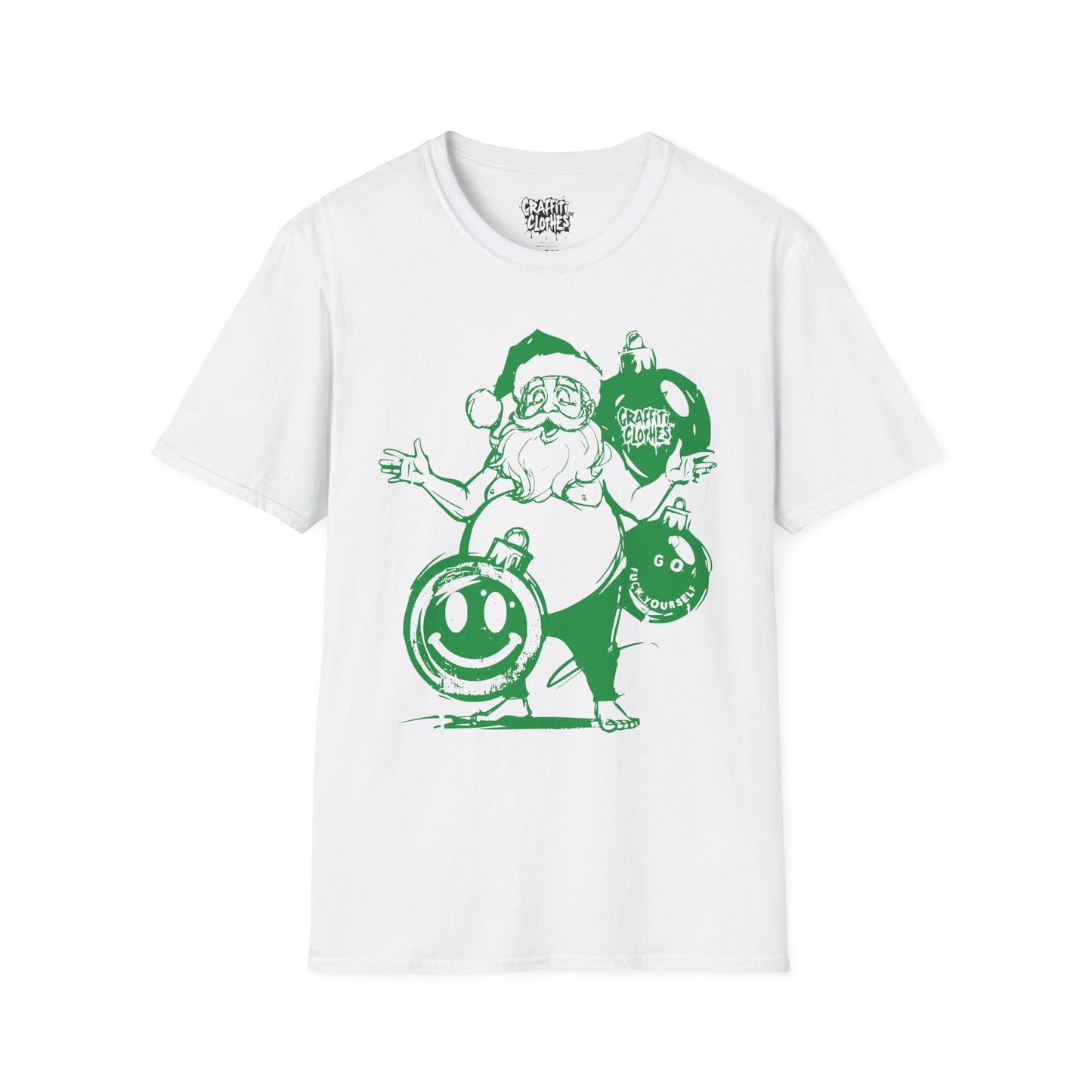 Santa Graffiti Style Ornament T-Shirt – Retro Holiday Graphic Tee