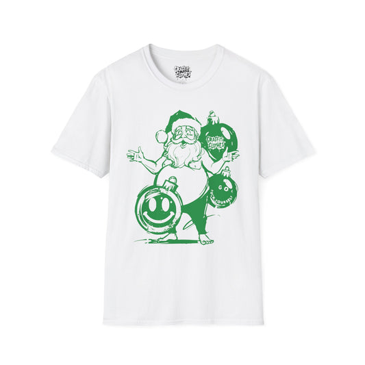 Santa Graffiti Style Ornament T-Shirt – Retro Holiday Graphic Tee