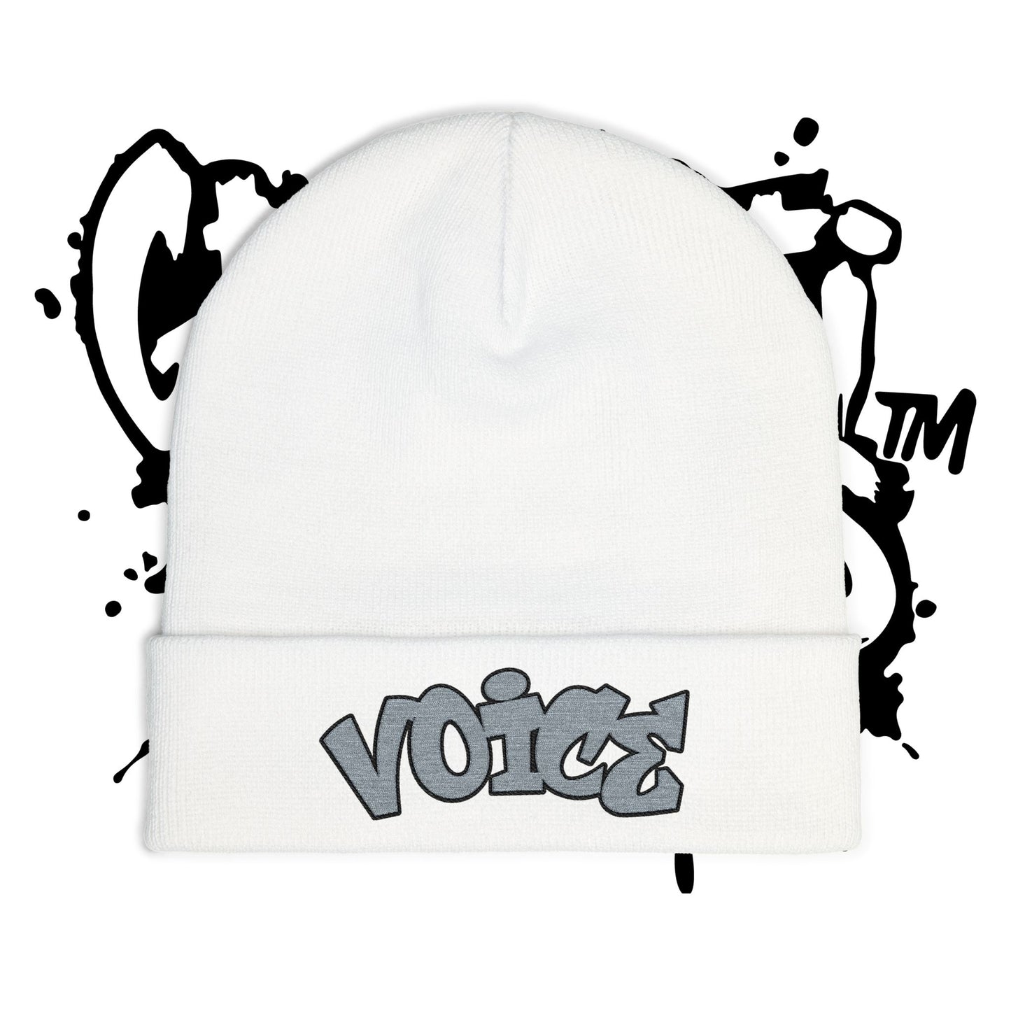 Embroidered 'Voice' Knit Beanie – Urban Graffiti Winter Hat