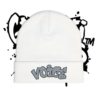 Embroidered 'Voice' Knit Beanie – Urban Graffiti Winter Hat