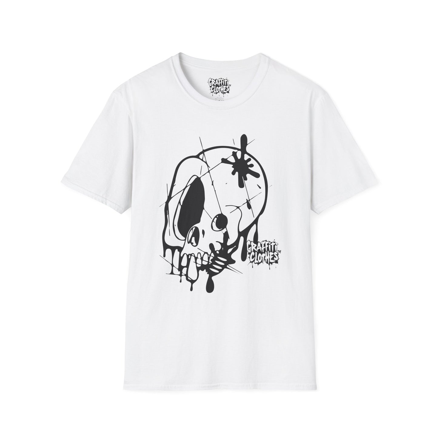 Skull Graffiti T-Shirt — Dripping Ink Skull Graphic Tee