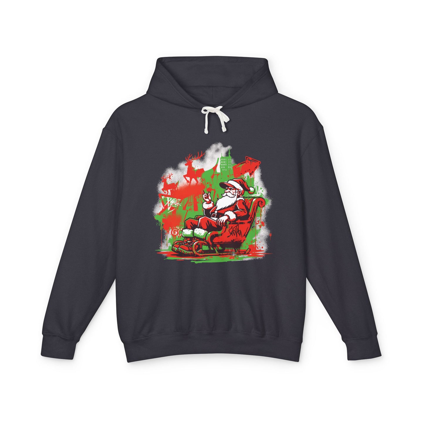 Santa Claus Relaxing Graffiti Hoodie — Vintage Christmas Sweatshirt