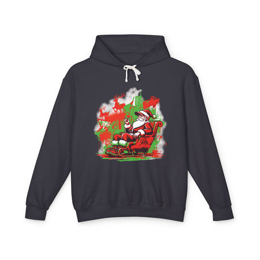 Santa Claus Relaxing Graffiti Hoodie — Vintage Christmas Sweatshirt