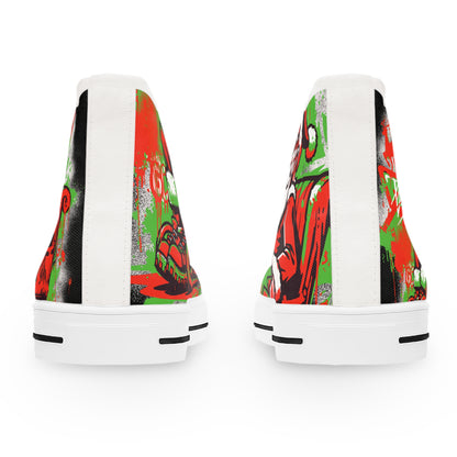 Christmas Santa High-Top Sneakers — Women's Holiday Canvas Shoes