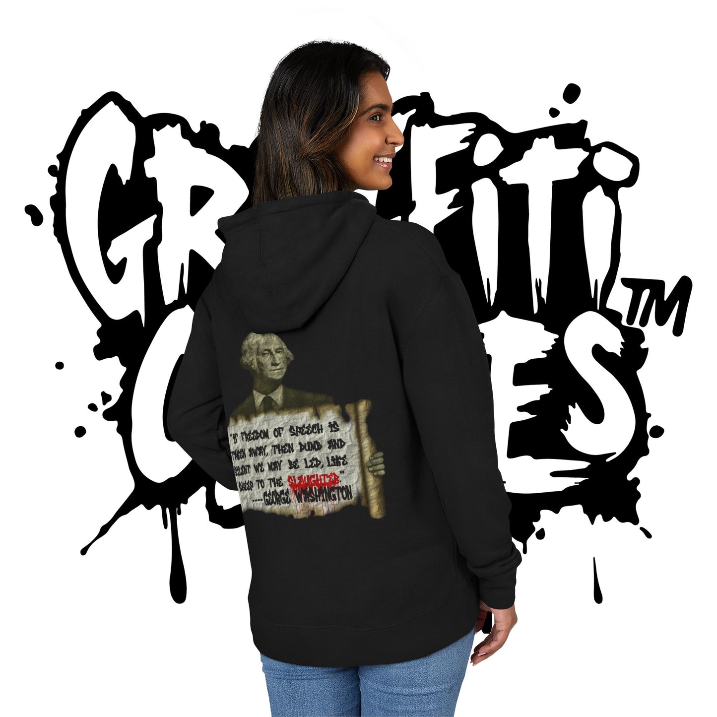 George Washington Quote Hoodie — Vintage Patriotic Pullover with 'If Freedom of Speech...'