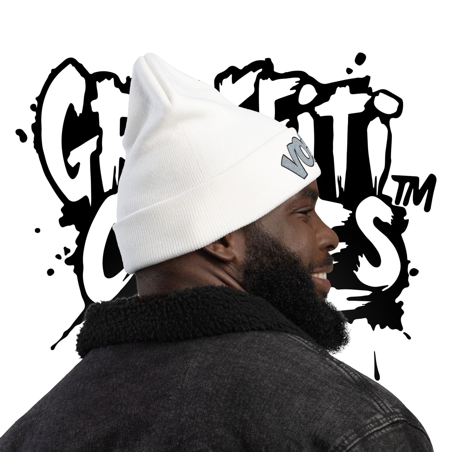 Embroidered 'Voice' Knit Beanie – Urban Graffiti Winter Hat