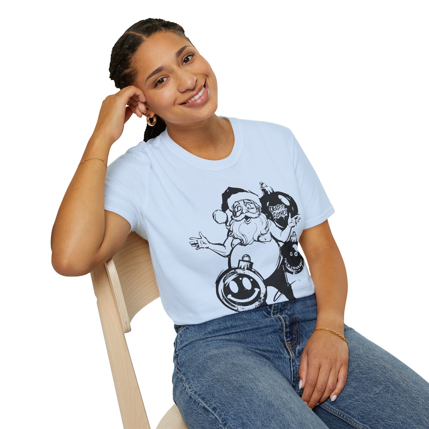 Santa Graffiti Ornaments T-Shirt — Funny Holiday Christmas Tee