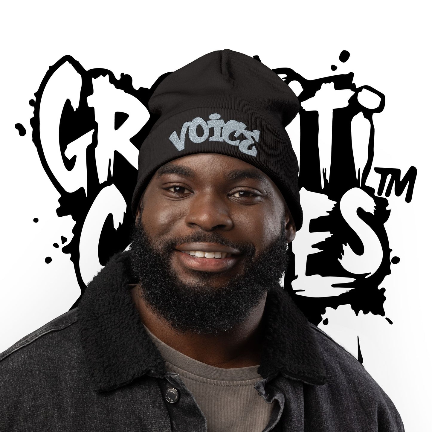 Embroidered 'Voice' Knit Beanie – Urban Graffiti Winter Hat