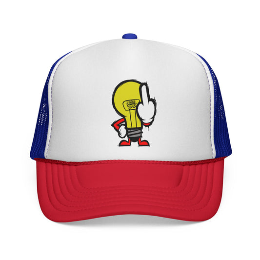 Graffiti Lightbulb Trucker Cap — Middle Finger Character Streetwear