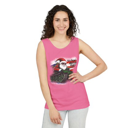 Santa Tank Top — 'YOU KNOW I’M AMERICAN RIGHT?' Military Holiday Graphic Tank