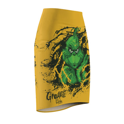 Grinch Graffiti Pencil Skirt — Graffiti Character Print