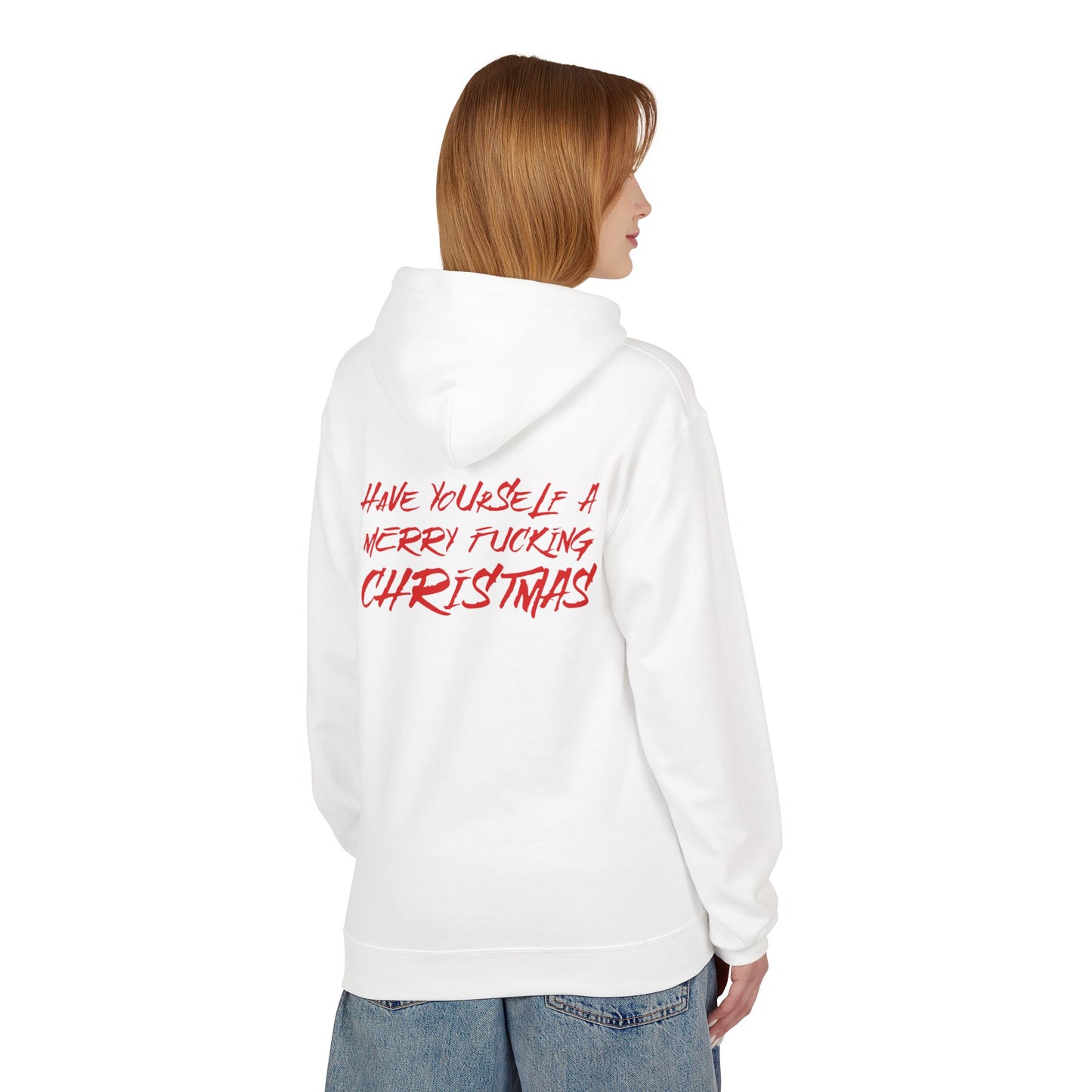 Christmas Graffiti Hoodie — "Have Yourself a Merry Fu***** Christmas" Red Print