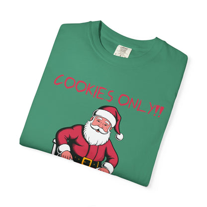 Christmas T-Shirt — Funny Santa “Cookies Only!! Lactose Intolerant” Holiday Tee