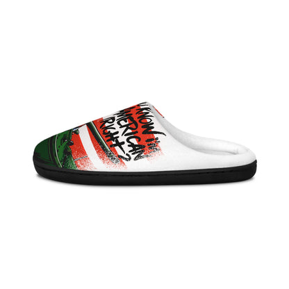 Men's Christmas Slippers — Funny Santa Tank Holiday Indoor Slippers YOU KNOW IM AMERICAN RIGHT