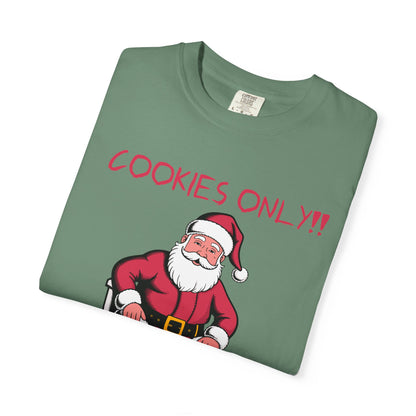 Christmas T-Shirt — Funny Santa “Cookies Only!! Lactose Intolerant” Holiday Tee