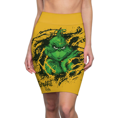 Grinch Graffiti Pencil Skirt — Graffiti Character