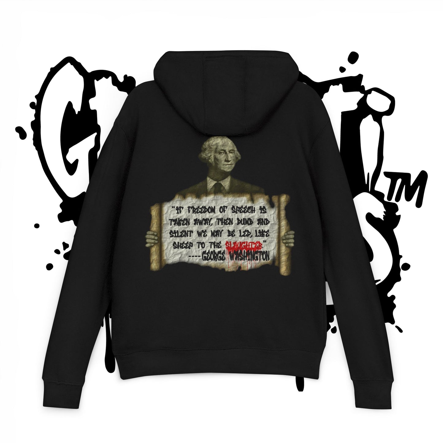 George Washington Quote Hoodie — Vintage Patriotic Pullover with 'If Freedom of Speech...'