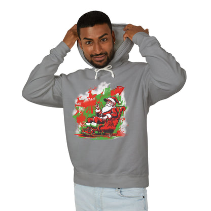 Santa Claus Relaxing Graffiti Hoodie — Vintage Christmas Sweatshirt