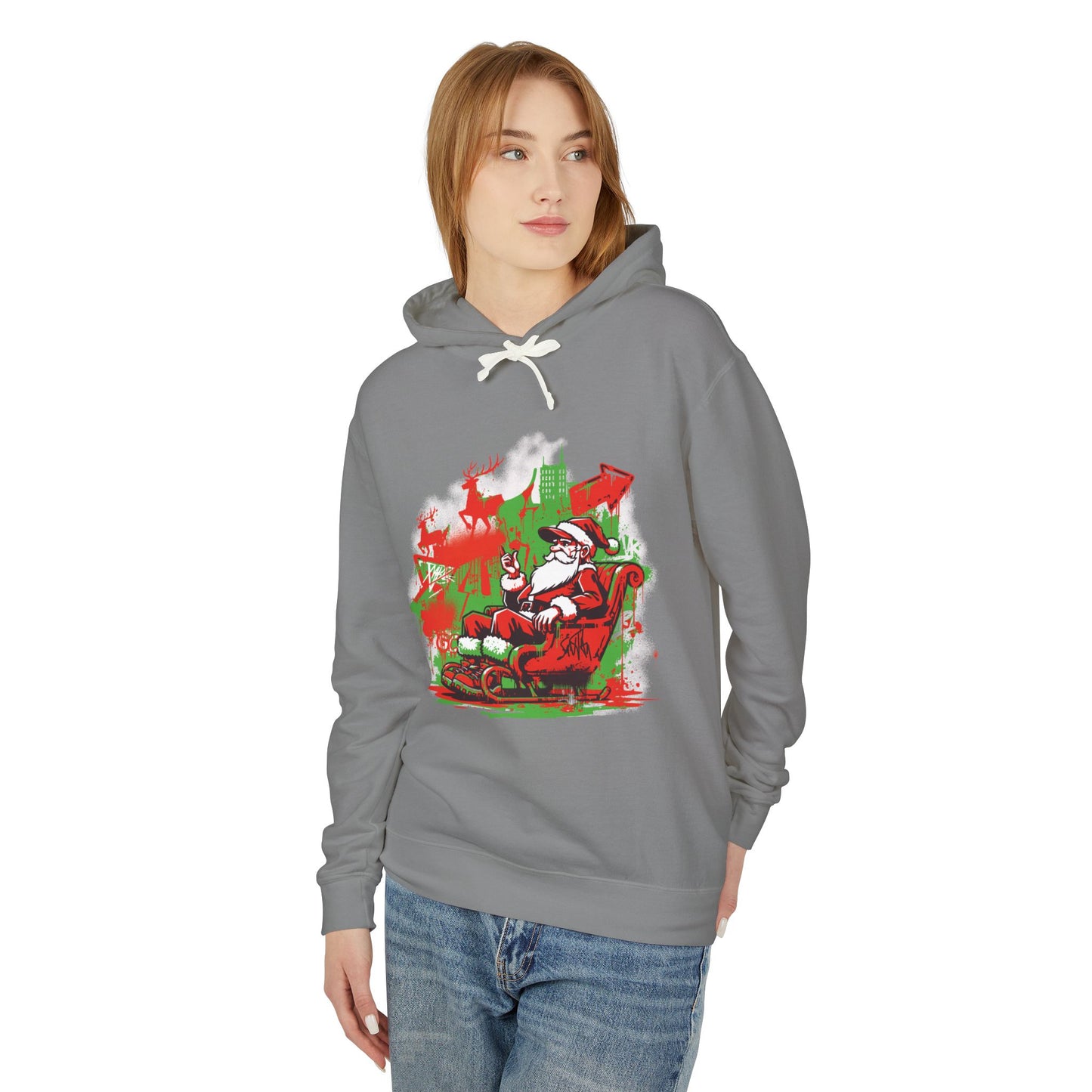 Santa Claus Relaxing Graffiti Hoodie — Vintage Christmas Sweatshirt