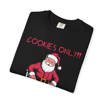 Christmas T-Shirt — Funny Santa “Cookies Only!! Lactose Intolerant” Holiday Tee