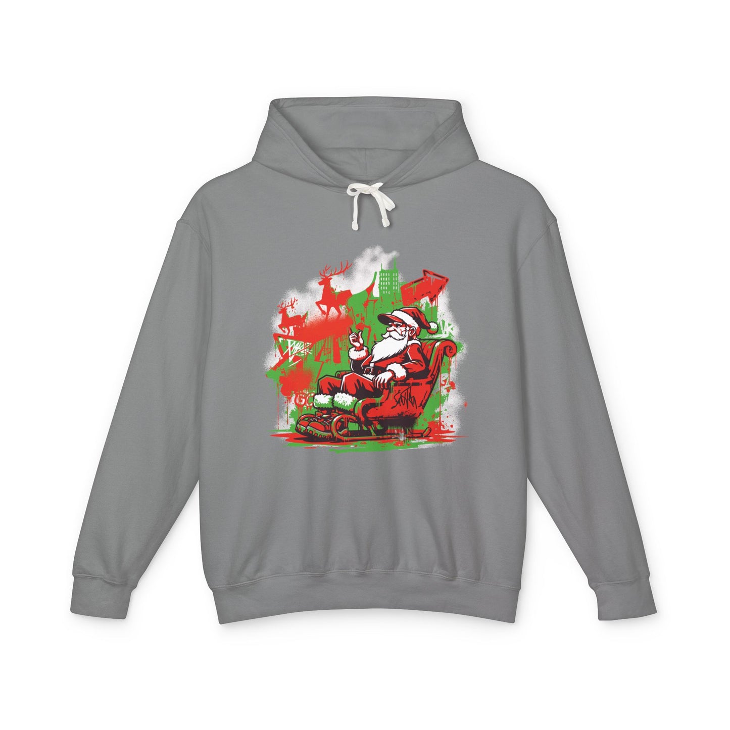 Santa Claus Relaxing Graffiti Hoodie — Vintage Christmas Sweatshirt