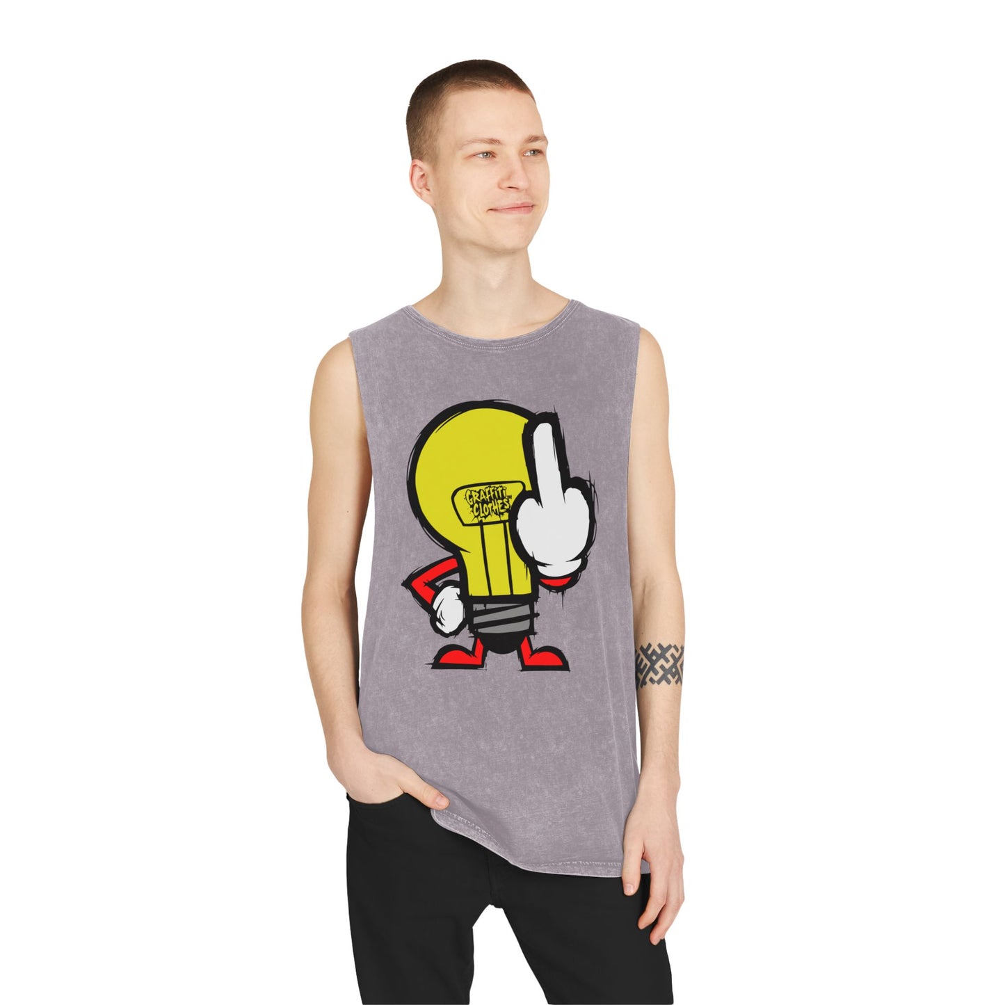 Graffiti Middle Finger Lightbulb Tank Top – Funny Sarcastic Graphic Tee