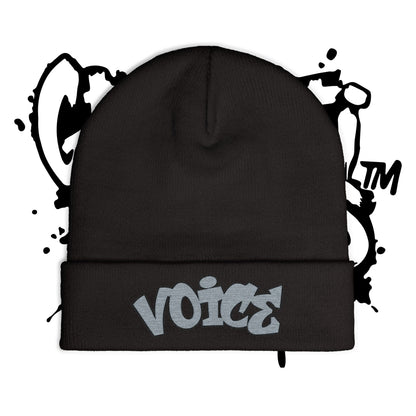 Embroidered 'Voice' Knit Beanie – Urban Graffiti Winter Hat