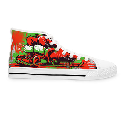 Christmas Santa High-Top Sneakers — Women's Holiday Canvas Shoes