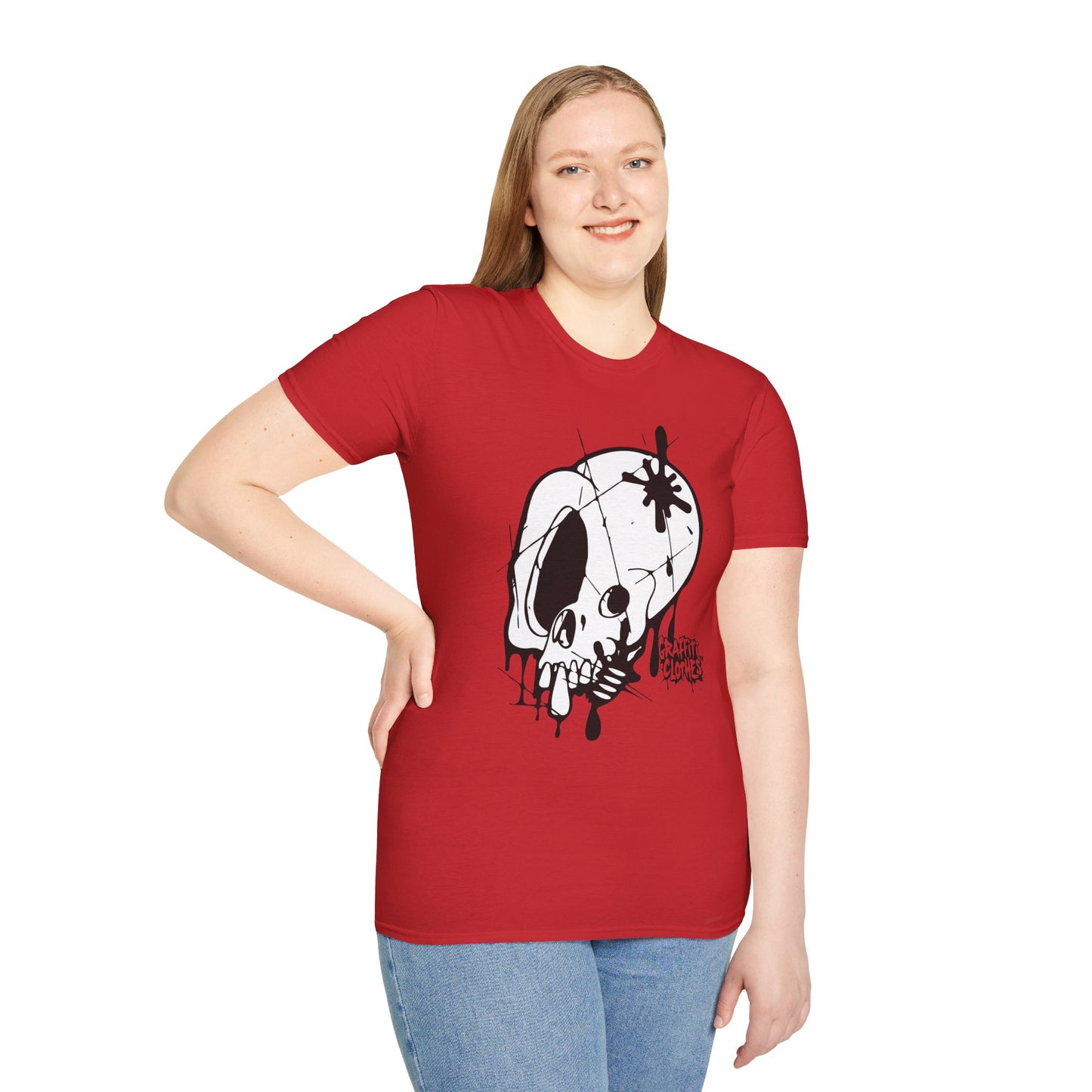 Skull Graffiti T-Shirt — Dripping Ink Skull Graphic Tee