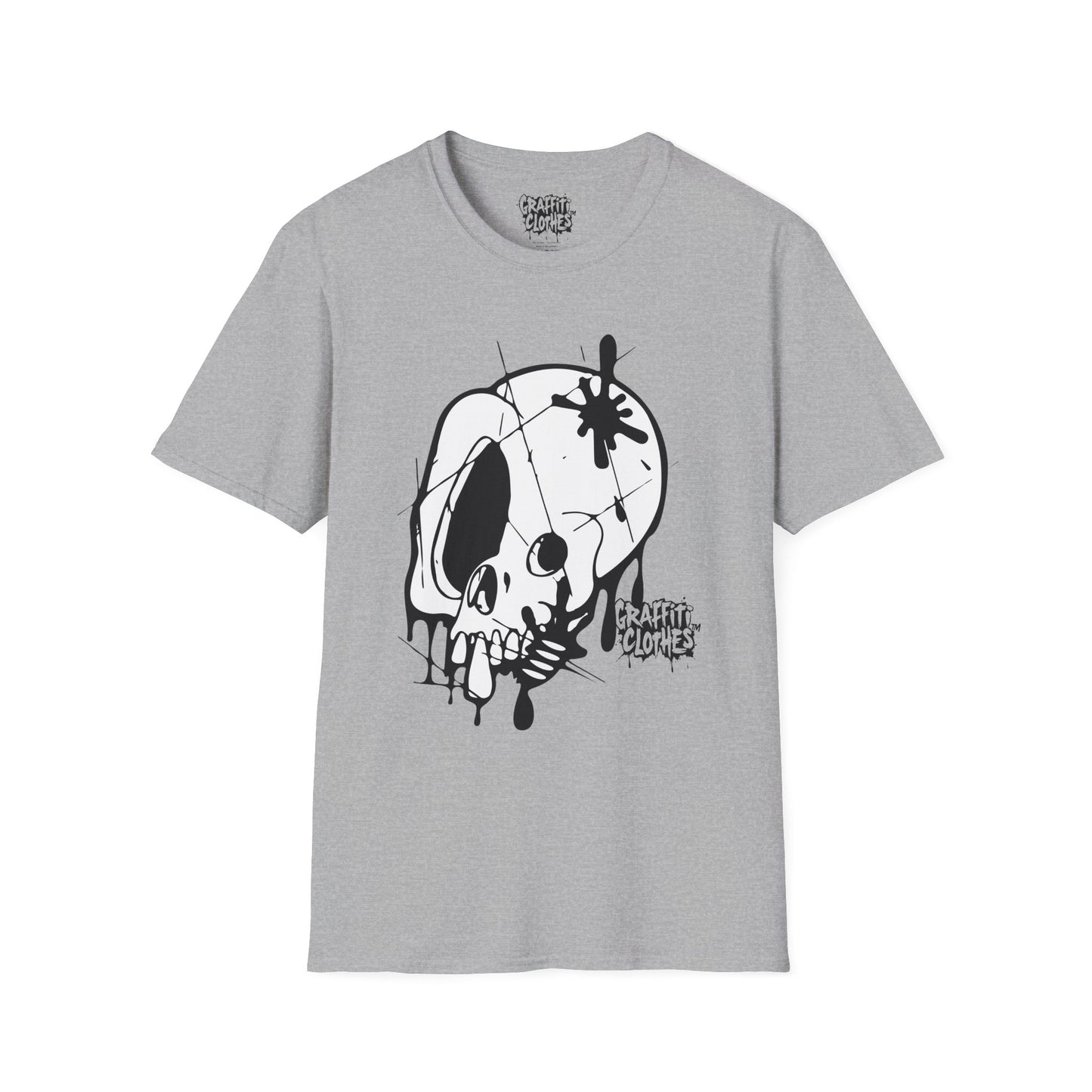 Skull Graffiti T-Shirt — Dripping Ink Skull Graphic Tee