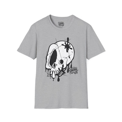 Skull Graffiti T-Shirt — Dripping Ink Skull Graphic Tee