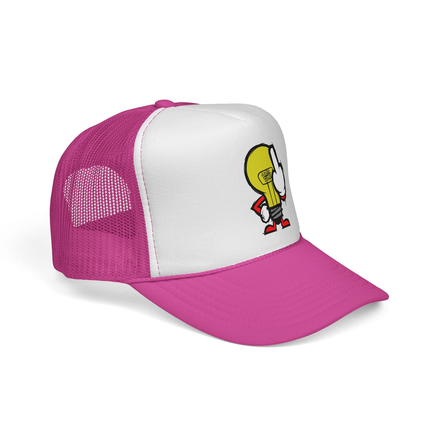 Graffiti Lightbulb Trucker Cap — Middle Finger Character Streetwear