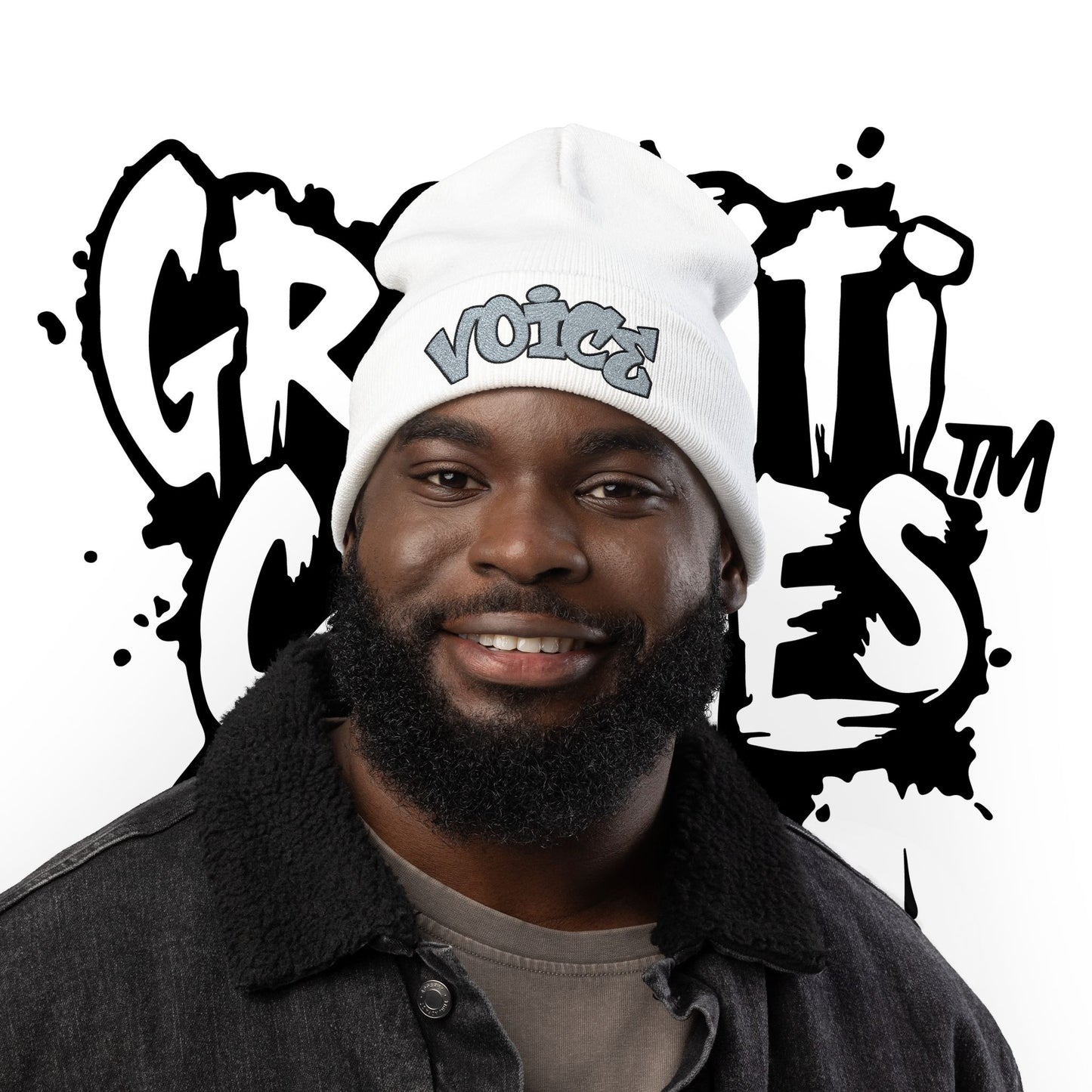Embroidered 'Voice' Knit Beanie – Urban Graffiti Winter Hat
