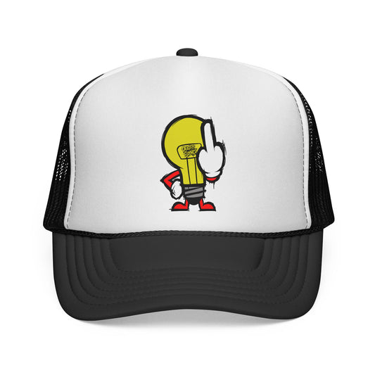 Graffiti Lightbulb Trucker Cap — Middle Finger Character Streetwear