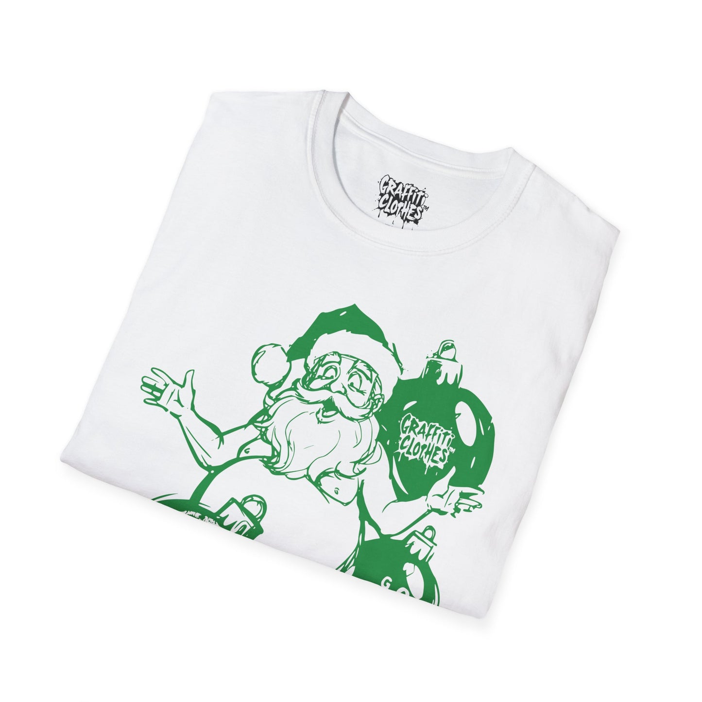 Santa Graffiti Style Ornament T-Shirt – Retro Holiday Graphic Tee